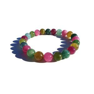 HIGH Quality Natural Multi-color Round Tourmaline Bracelet, October Birthstone